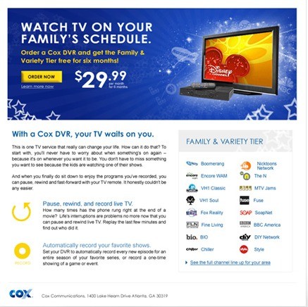 Cox DVR upgrade email