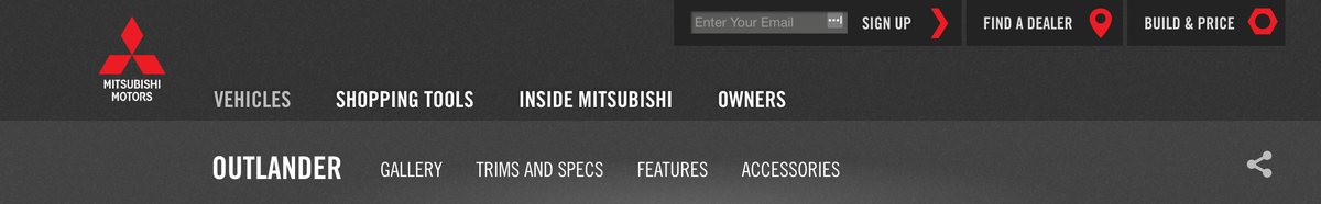 The 2017 Mitsubishi Outlander page navigation