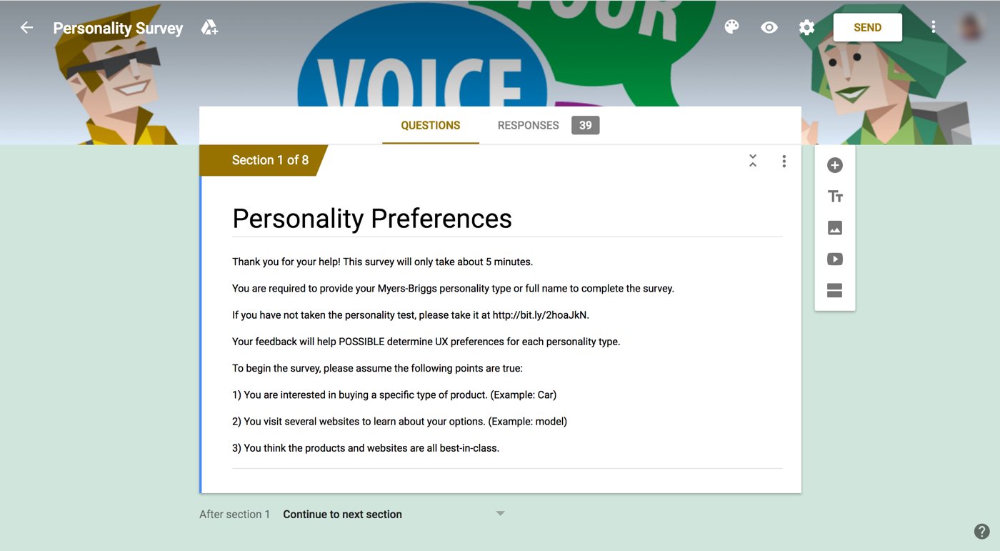 The 2017 Personality Preferences survey for POSSIBLE staff and outside panelists