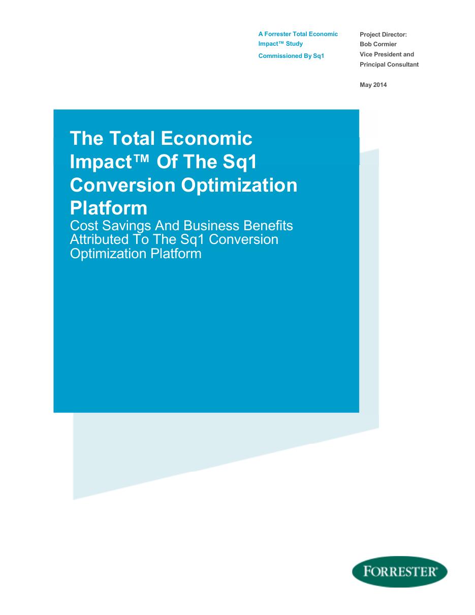 Cover of the May 2014 Forrester Total Economic Impact study commissioned by Sq1
